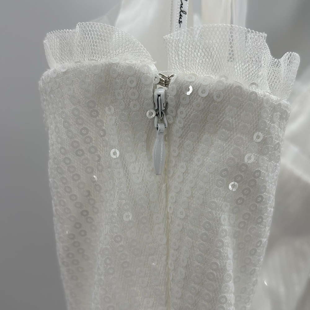 Lulus Glowing Intentions White SEQUIN Bustier Tie-Strap Mini Dress size M NWT - Picture 9 of 16